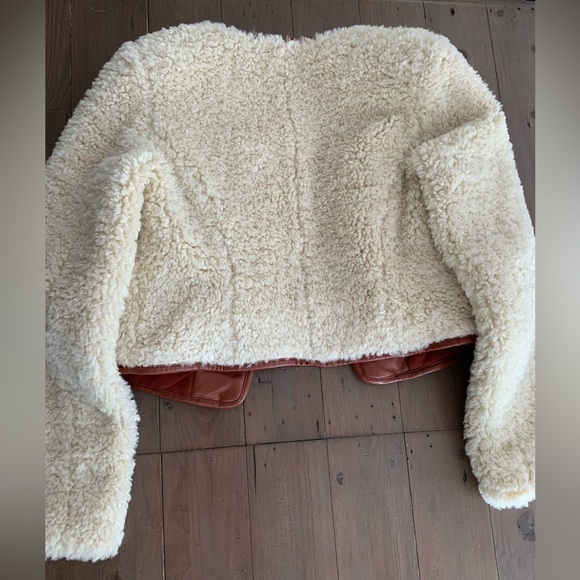 Cinq à Sept Naia Faux Shearling Jacket Ivory Mahogany - Picture 6 of 8